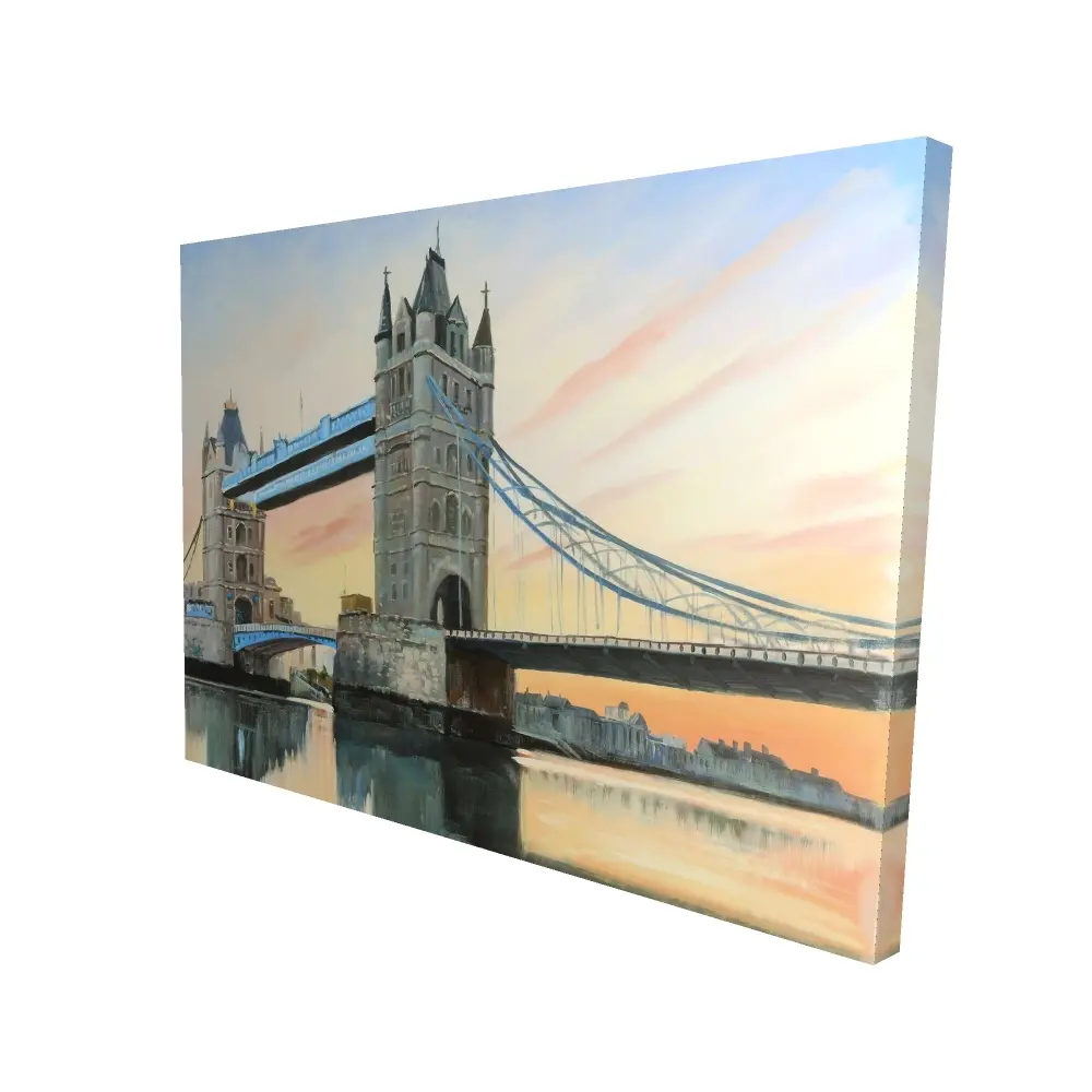 36x48 in. Contemporary Orange London Bridge Sunset High Def Print - 360 Stand, Contemporary Art, Easy Hanging Home Decor for Room Decoration, Home Inspo Architecture Wall Art, Sunset Hues
