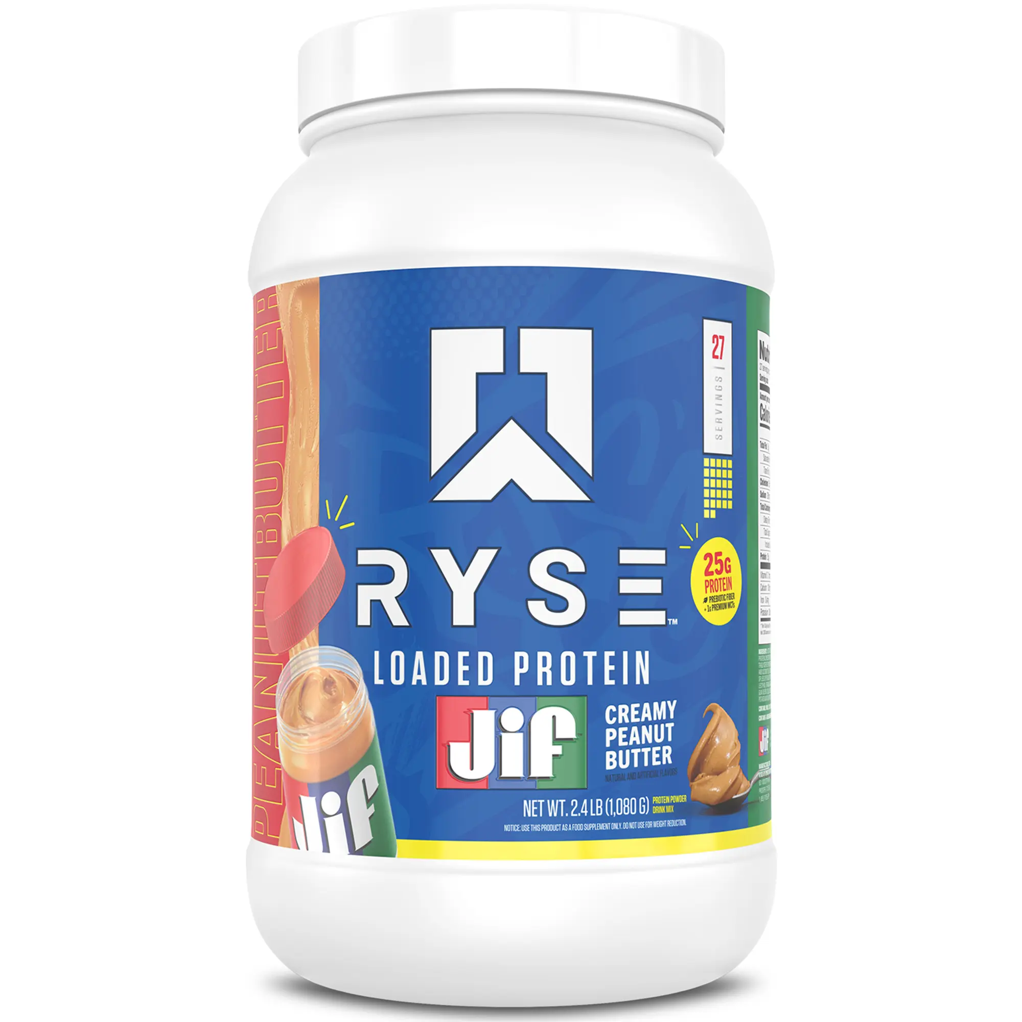 RYSE Loaded Protein Powder - 25g Whey Protein Isolate & Concentrate with Prebiotic Fiber & MCTs - Low Carb, Low Sugar, Digestive-Friendly