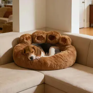 Cute Bear Paw Pet Bed Sofa Cushion, Soft Plush Warm Dog Cat Lounger, Suitable for All Cats & Dogs, Indoor Use, Enhances Security