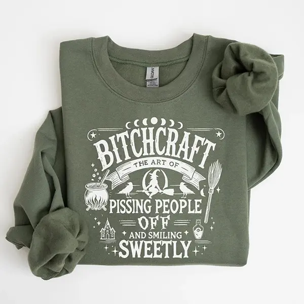 Bitchcraft Sweatshirt, Funny Witch Sweatshirt, Sarcastic Halloween Crewneck, Spooky Season Sweater, Witchy Fall Sweatshirt, Halloween Gift