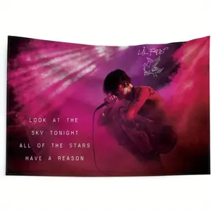 1pc TapestryLilPeep Bedroom Aesthetic LilPeep Star Shopping Tapestry Wall Hanging Room Pop Art Home Decor Living Room Dorm Decoration Curtain Balcony Partition Scene Cloth Background Fabric with Free Installation Kit