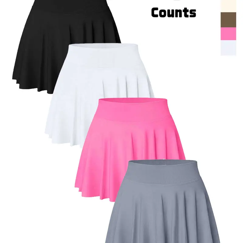 Women's Solid Color Pleated Skort, Sporty Casual Pocket Skort, Workout Tennis Skorts, Athletic Skorts for Tennis Yoga Gym, Tennis Skirt, Ladies Sportswear for Spring & Fall, Stretchy Skorts, Womenswear, Tennis Skorts Skirts
