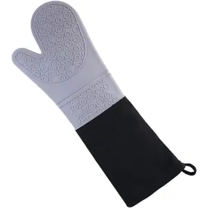 Silicone Insulated Gloves Gray Bakeware Scald-Free Kitchen Microwave Oven Mitts Comfortable Grip for Cooking Grilling Heat Resistant Flexible Sports Friendly