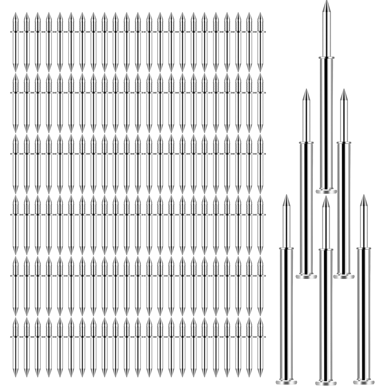 600 pcs Hardware Nails Double-Headed Skirting Nails with 6 Sleeve Tools - Invisible Seamless Baseboard Installation Nails for Trim & Boards, 2-Sided Design (Value Pack)