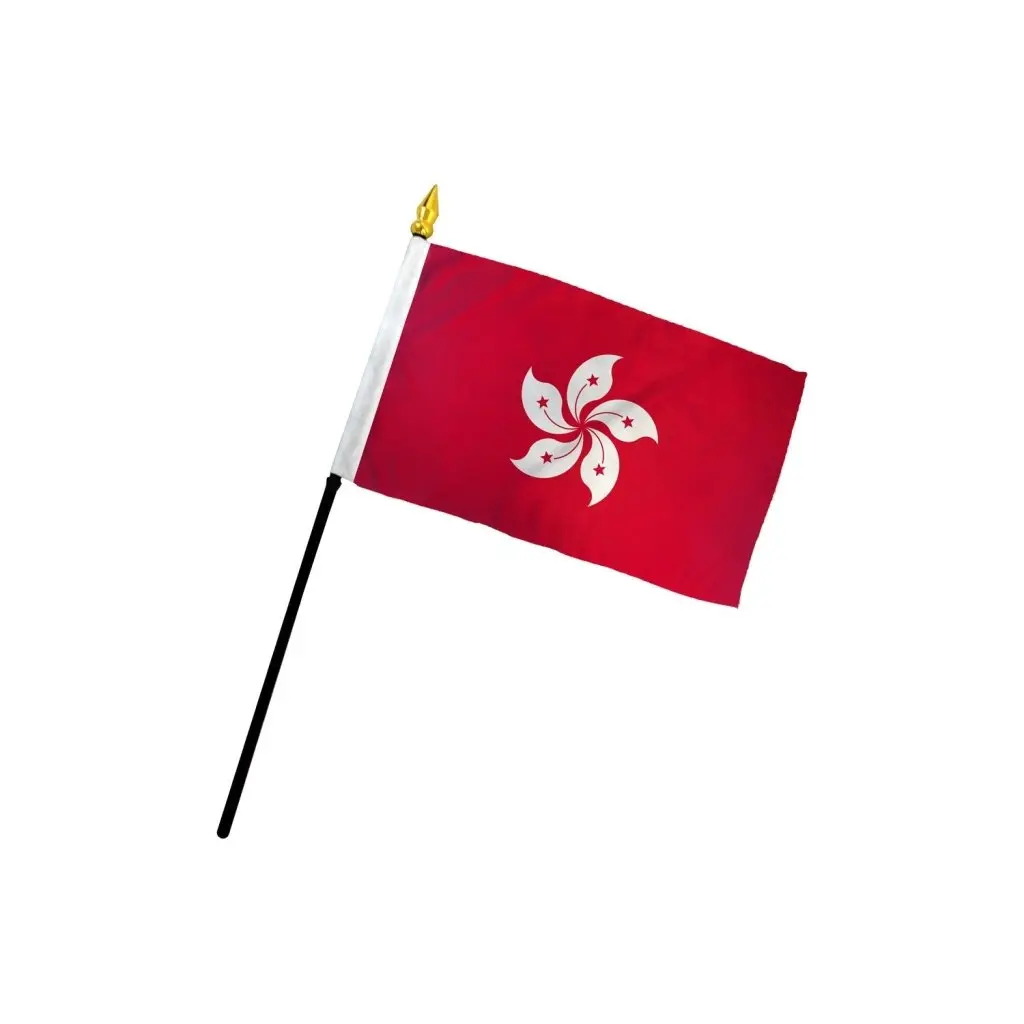4x6in Polyester Hong Kong Stick Flag, Plastic Pole-Mount Festive & Party Supplies Banner, Stitched Edge, Bright Colors, Indoor Desk Display, Wholesale Orders Eligible for National Pride
