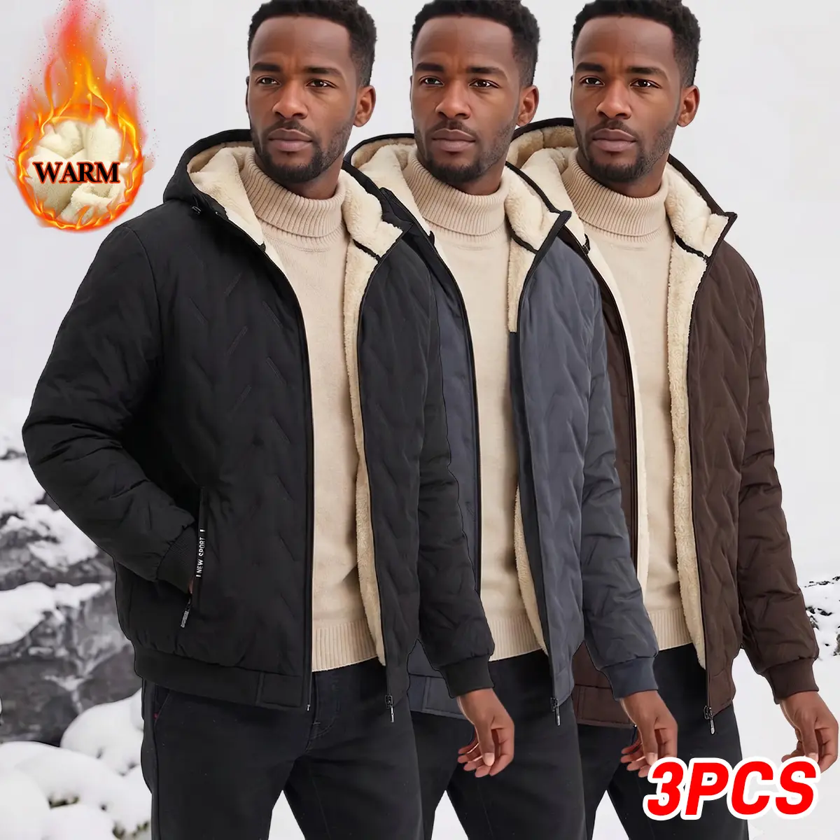 Men's Sonic-Quilted Hooded Puffer Jacket - Menswear Top Coat, Poly Fabric, Zip Closure, Soft Lining, Lightweight Warm, Snug Dependable - Ideal for Road Trips, After-Sports