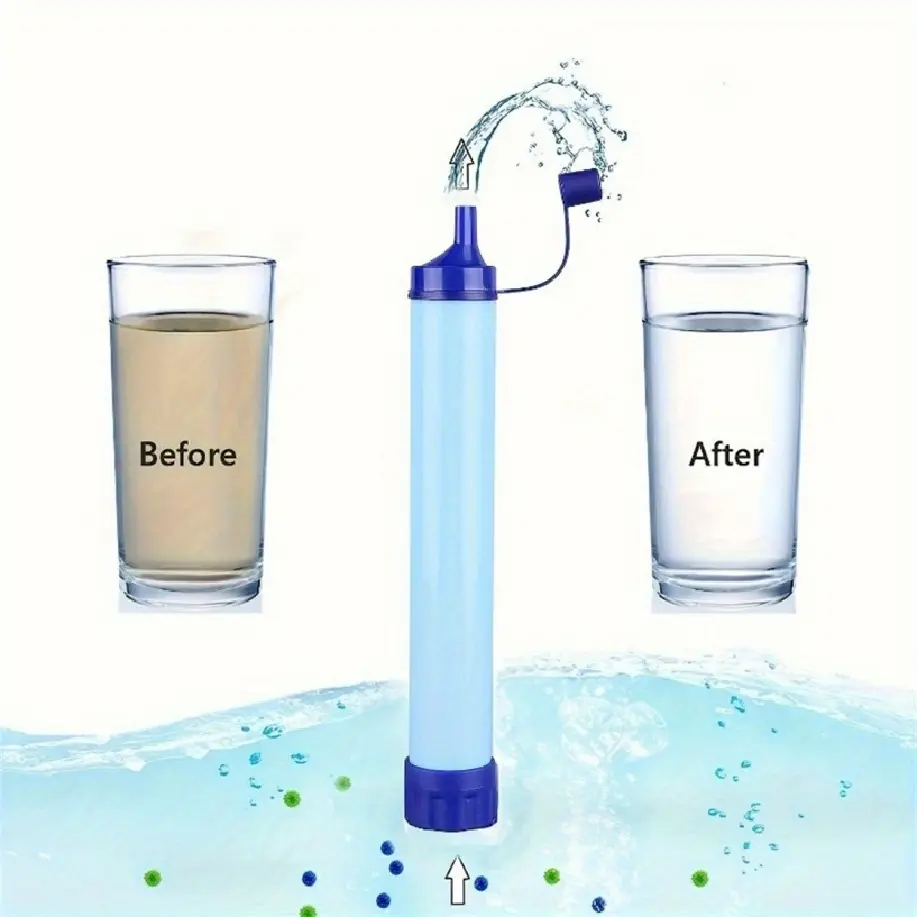 Portable Personal Water Filter - Durable BPA-Free Plastic Ultra-Light Camping Filter, Fits in Backpacks for Emergency Hiking & Survival Preparedness