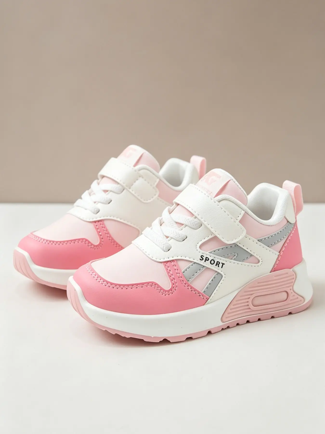 Spring Summer Sports Shoes, Leather Upper Retro Thick Sole, Soft Anti-Slip Bottom, Comfortable Outdoor Shoes for Boys and Girls