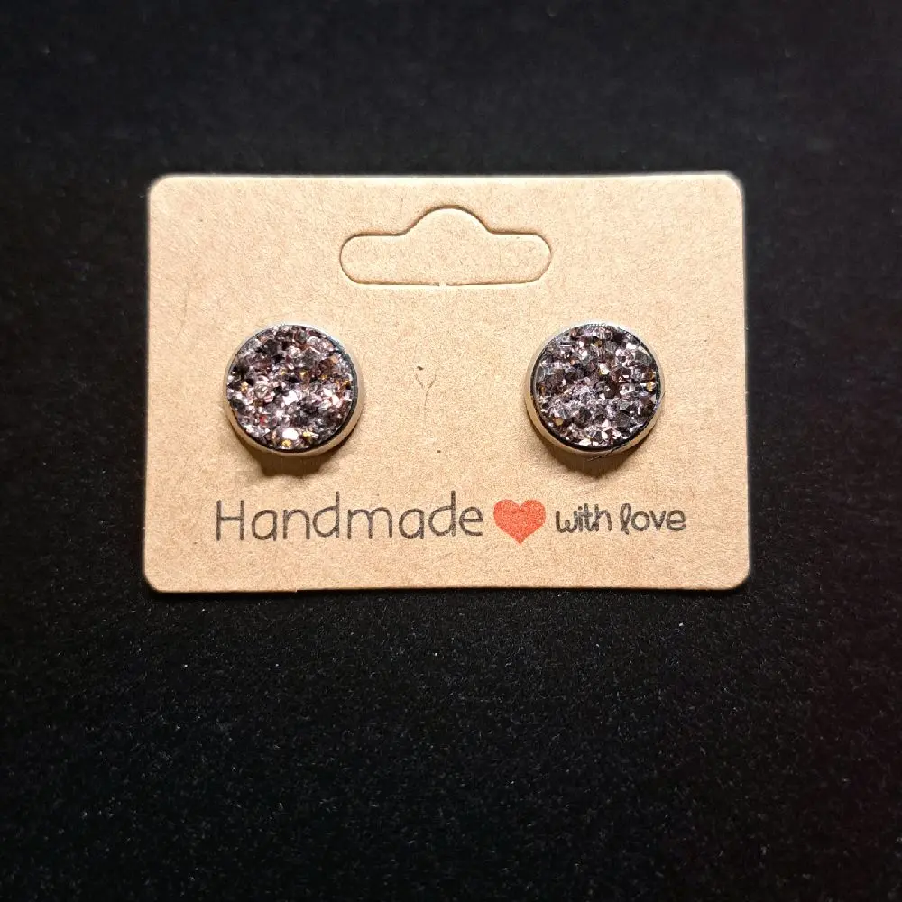 Handmade with Love Sparkling Druzy Stud Earrings - Round Design, Elegant and Stylish, Perfect for Any Occasion