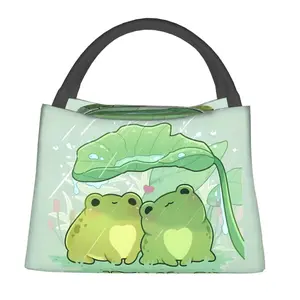 Lunch bag for men and women, reusable portable heat preservation bag, rain frog pattern, is used for outdoor camping and daily commuting essential goods, safe and environmental protection durable heat preservation material, portable and fashionable design