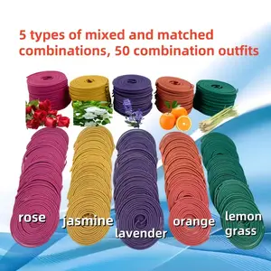 1 Can 50 Sticks Mixed Spiral Scented Incense with Gourd Base, Rose Jasmine Lavender Lemongrass Scents, 3-4 Hours Burn Time