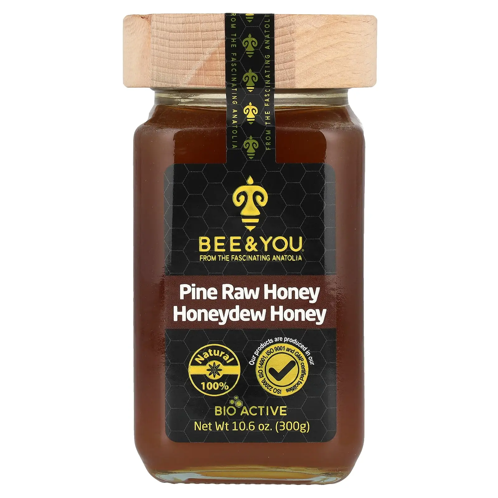 Bee & You Pine Raw Honey, Honeydew Honey, 10.6 oz (300 g)