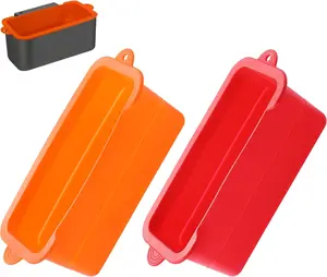 2 PCS Silicone Grease Cup Liners for Blackstone, Grease Catcher Accessories for Blackstone 36 28 22 17 Inch Griddle,Durable Drip Pans, Dishwasher Safe(Orange+Red)