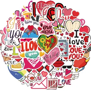 Heart Sticker, 50pcs/set I Love You Sticker, Waterproof Vinyl Sticker for Water Bottle, Laptop, Scrapbook, Computer, Guitar, Phone, Gift Boxes, Party Supplies, Decor