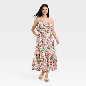 Women's Sleeveless Ruffle Maxi A-Line Dress - A New Day