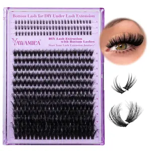 Cluster Eyelash Extensions Fluffy Lash Clusters with Bottom Lashes 200D Volume Individual Lashes 315pcs Wispy Eyelash Clusters 10-20mm DIY Lash Extension at Home