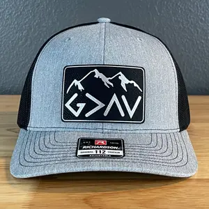 God Is Greater Than The Highs And Lows Christian SnapBack Leather Patch Hat Rectangular Blk/Silv Baseball Cap Adjustable