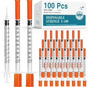 U-100 Disposable Pet Care Syringes 1ml 31G 5/16 Inch with 100 Unit Scale, Pack of 100