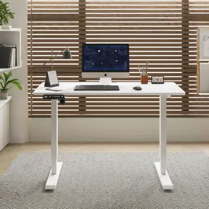 55'' Double Beam Single Motor Electric Standing Desk (White): Christmas Gift Height-Adjustable Home/Office. Sturdy Frame + Sliced Board, ideal for gamers, remote workers & decor. Quiet-lift, chargeable desk fits men/women’s ergonomics—upgrade space!