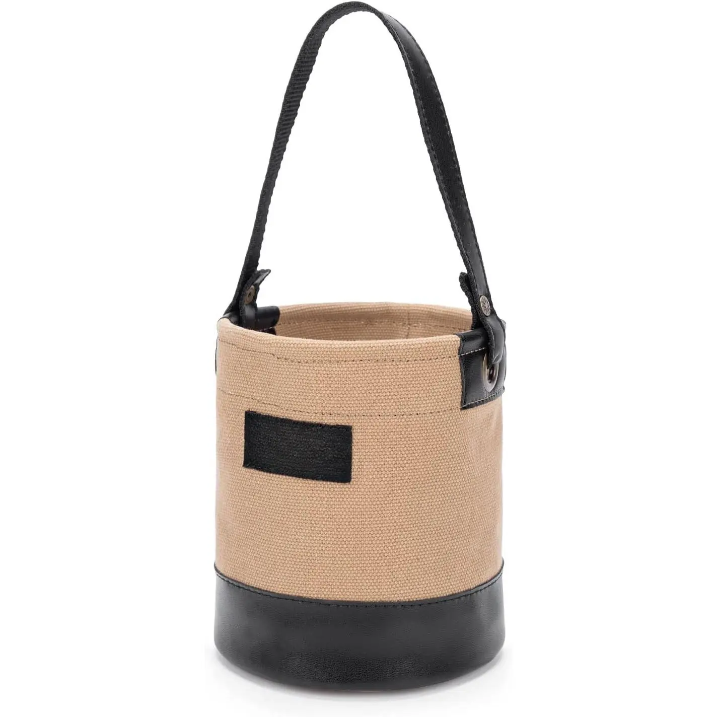 Canvas Mini Tool Bucket, 6 Inch Mini Tool Bag with Leather Reinforced,Organizers Bucket for Jobsite Carrying Nails,Bolts and Heavy Small Supplies