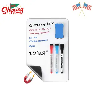 Small Magnetic Dry Erase Board Sheet for Refrigerator 12"x8" White, Include 1 Eraser, 3 Markers
