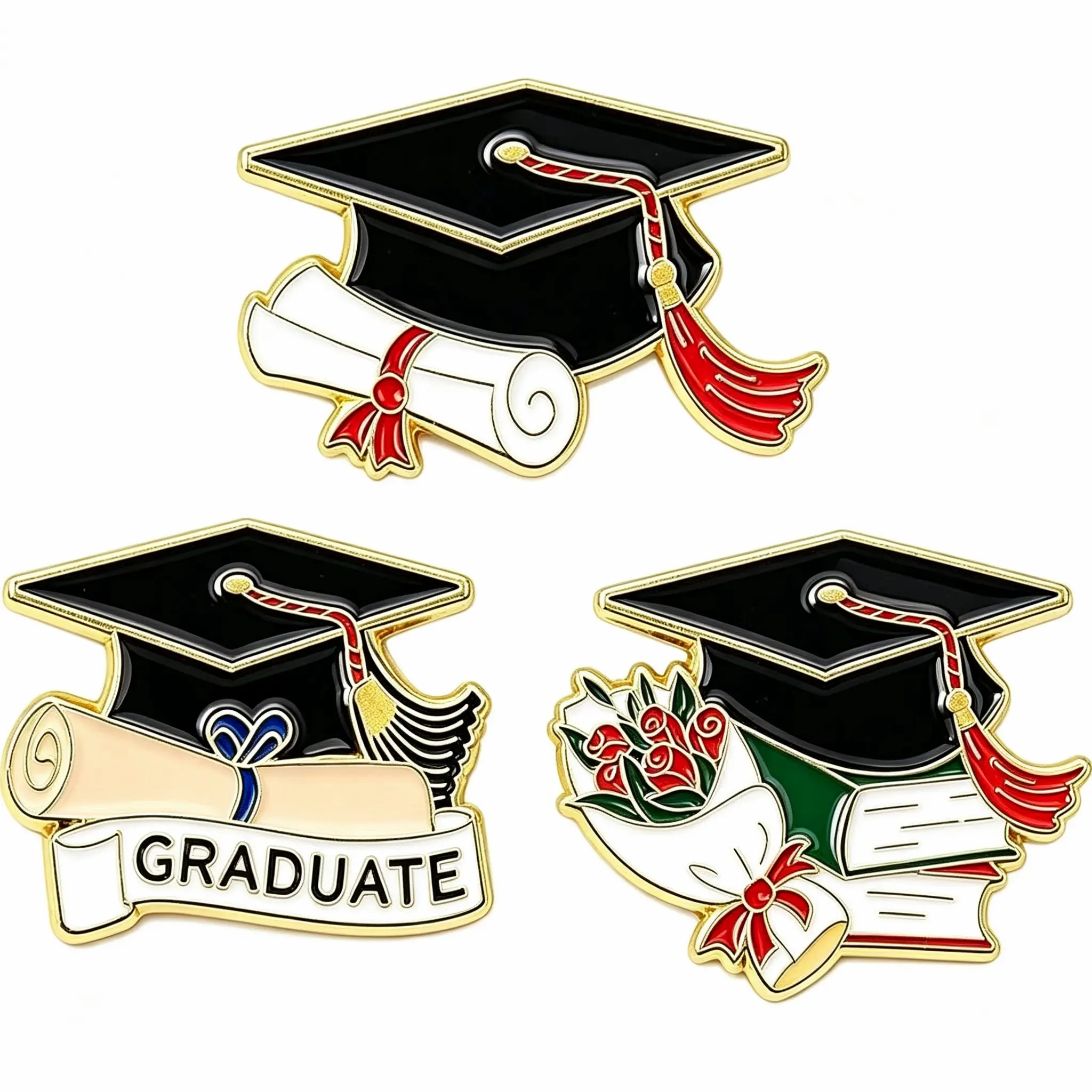 Class Of 2026 Graduation Pins 3 Pcs Enamel Lapel Pins for High School College Students Cap Souvenir Brooch Party Favors Gifts Clothes Decoration Accessories Interactive