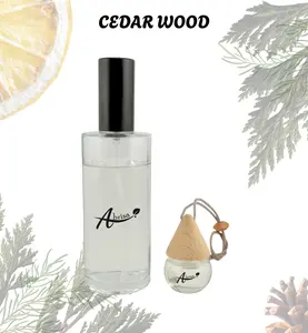 Cedar Wood - On the Go Aromatherapy Bundle with Home Spray & Car Air Freshener for Calm & Clarity