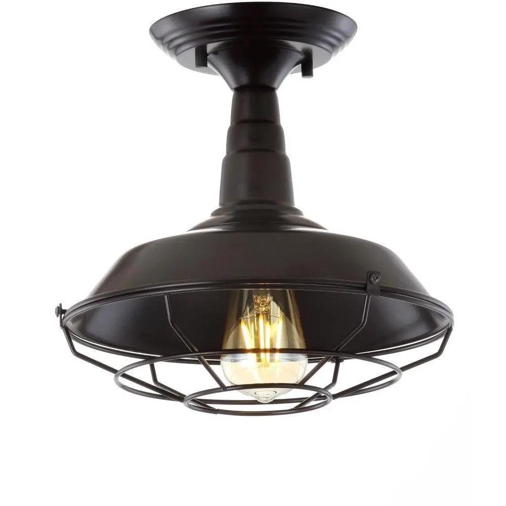 JONATHAN Y Gabe Farmhouse Metal LED Semi Flush Mount - Dimmable Ceiling Light, Home Decor Light for Living Room, Bedroom, Dimmable Ceiling Lights