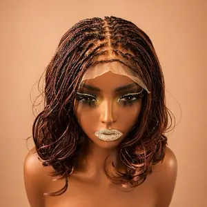 Human Hair Glueless Lace Closure Wig, TOF Luxe 14in 6x6 Human Lace Spanish Bob French Curl Braided Wig, Pre-Plucked with Baby Hair, Bleached Knots for Daily Wear & Special Occasions, Glueless Hair Wigs