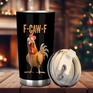 BNB Funny Screaming Chicken Tumbler, Meme F-CAW-F Tumbler, Funny F CAW F Chicken 20oz  Stainless Steel Tumbler Mug Cup Coffee, Sarcastic Gift for Halloween Christmas