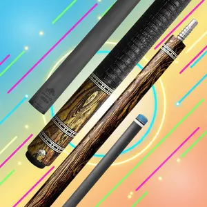 Rhino RETRÔ Bocote Carbon Fiber Pool Cue — Crocodile Embossed Microfiber Leather Wrap, Time Crystal Tip, Pro Taper Shaft, Adjustable Weight, Five Accent Rings