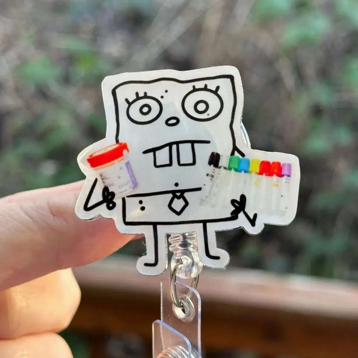 Cartoon Doodle Specimen Cup and Lab tubes-Badge Reel