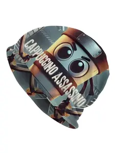 Cappuccino Assassin Beanie Stylish Knit Hat with Cartoon Coffee Design Bonnet Hats Men Skullies Beanies Novelty Hats