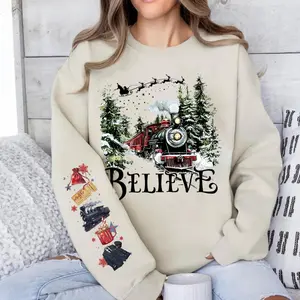Believe North Pole Express Train Shirt, North Pole Christmas Sweatshirt, Polar Express Hoodie, All Aboard Polar Express Tee
