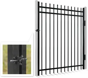 Fencer Wire Heavy Duty Pinnacle Fence Gate, 5FT Width Outdoor Fence Gate, Outdoor Anti-Rust Metal Steel Gate for Fencing Barrier, Decorative Garden Gate with Gate Lock