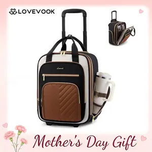 LOVEVOOK Underseat Carry On Luggage with Wheels, Lightweight Stylish Under Seat Luggage, Soft Sided Small Personal Item Suitcase for Travel,Summervibes