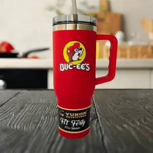 Limited Edition Buc-ee's Tumbler Bottle- 40 oz Beverage Portable Drinkware with Ergonomic Handle & Straw Reusable