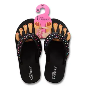 Pedi Couture Polka Dot Orthopedic/pedicure Sandals for Women - Summer Cruise Walking Shoes with Thick Cushioned Sole & Arch Support - Non-Slip Flip-Flops for Comfort & Stability - Footwear