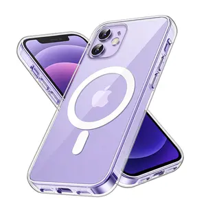 Magnetic is suitable for iPhone 16/15/14/13/12/11 Pro-Max phone case with MagSafe [Never turn yellow] [Military grade drop protection] Full camera lens protection electroplated soft transparent phone case Crystal Shockproof