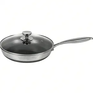 Stainless Steel Pan with Lid, PFOA-Free, Induction Cooktop Compatible, Works on All Stovetops, Cool-Touch Handle, Heat Resistant to 700°F