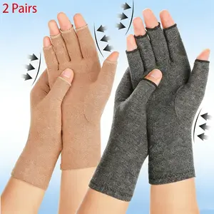 2 Pairs! Arthritis & Carpal Tunnel Gloves - Fingerless, Pain Relief, Fits Women & Men