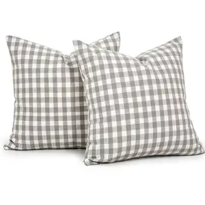 1pc Luxury Checkered Elegant Design Pillow Cover, Modern Farmhouse Decor Sofa Cushion Square Linen Pillowcase, Suitable For Sofa, Living Room, Bedroom, Farmhouse, Also Can Be Used As A Perfect Gift.
