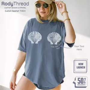 [Flash Deal] RodyThread Seashell Mermaidcore Graphic Tee – Personalized East Hampton 2026 Summer Vacation Shirt, Whimsical Coastal Aesthetic Beach Top, Trendy Boho Resort Wear, Bachelorette Bikinis Last Splash