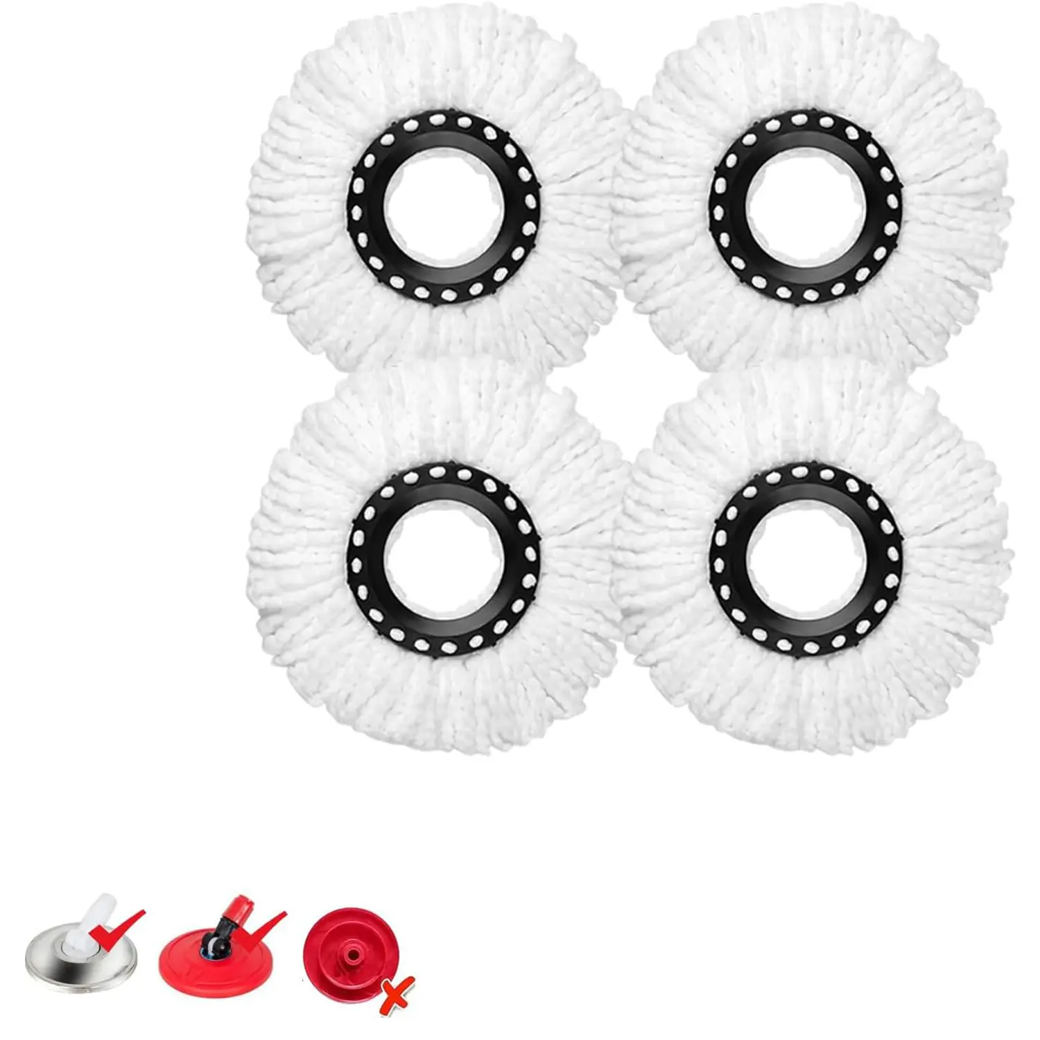 4 Pack Mop Replacement Heads for 360 ° Spin Mop, Microfiber Spin Mop Refills, Washable, Durable, Absorbent, No Shedding, for Hard Floors, Janitorial & Home Cleaning