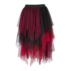 Tulle Skirt for Women Lace up Wedding Party Prom Tulle Skirt Renaissance Midi Skirt Asymmetrical High Low Fairy Skirt 7013-D1