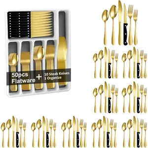 61Pcs Silverware Set with Organizer, Silver Stainless Flatware Set for 10 Cutlery Utensil Sets with, and Set, Dishwasher Safe