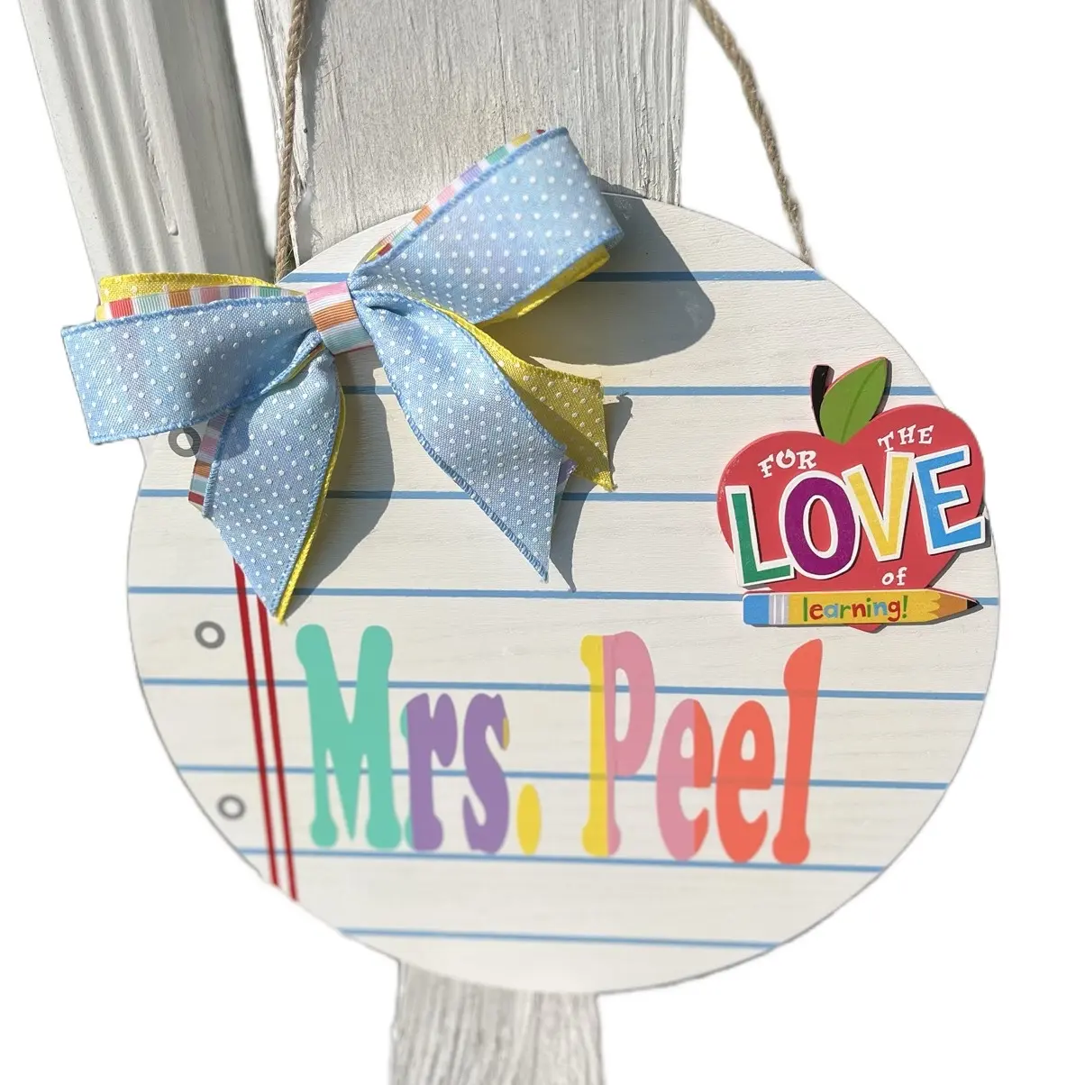 Customizable Classroom Door Hanger or Sign - Notebook or Composition Pattern