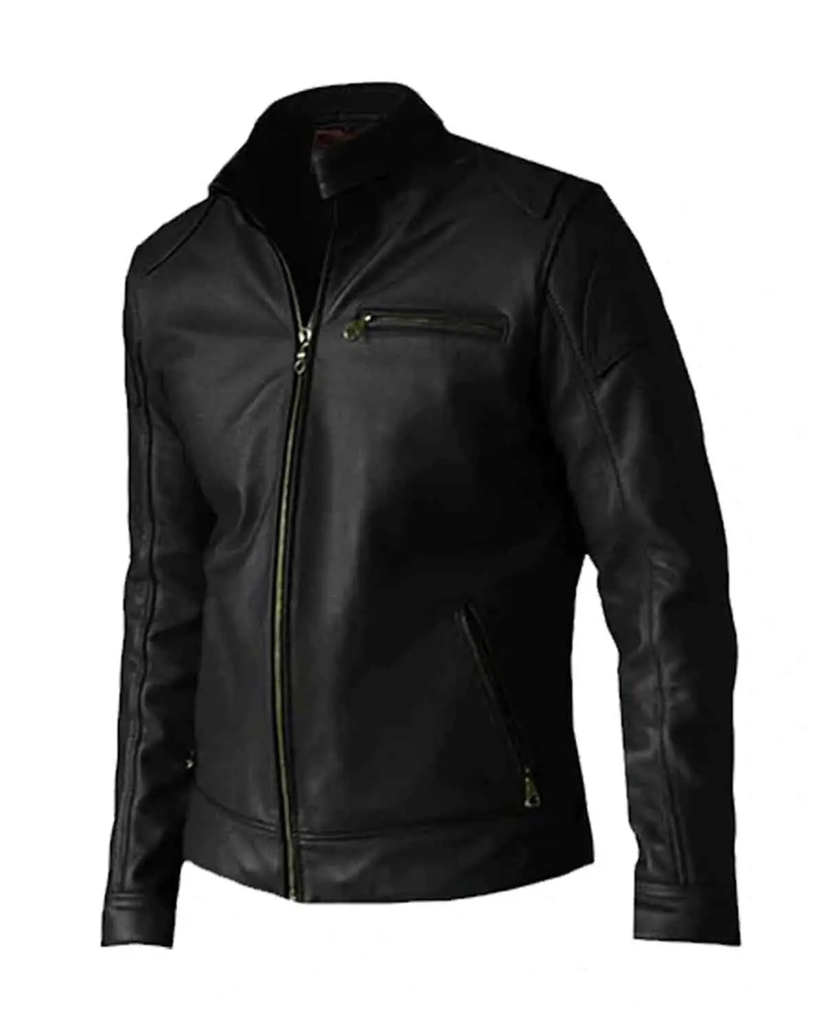 Men's Black Biker Genuine Leather Jacket