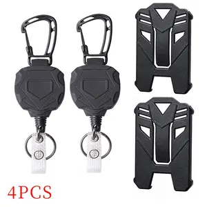 ID Badge Holder Set (2 Badges + 2 Card Cases), Retractable Tactical Document Case, Quick Release Clip, Office Supplies