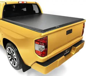 5.5ft Soft Tri-Fold Truck Bed Tonneau Cover Compatible with 2014-2021 Toyota Tundra (Excl. Trail Edition), Fleetside 5.5 ft Bed with Deck Rail System